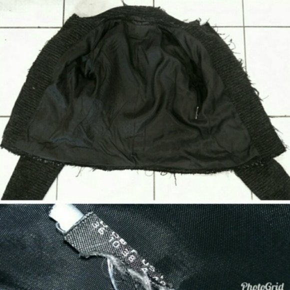 SET raw edge tweed biker jacket sz.4 - Picture 7 of 16